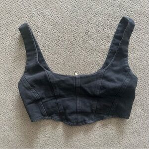 h:ours Black Denim Crop Top Revolve XS